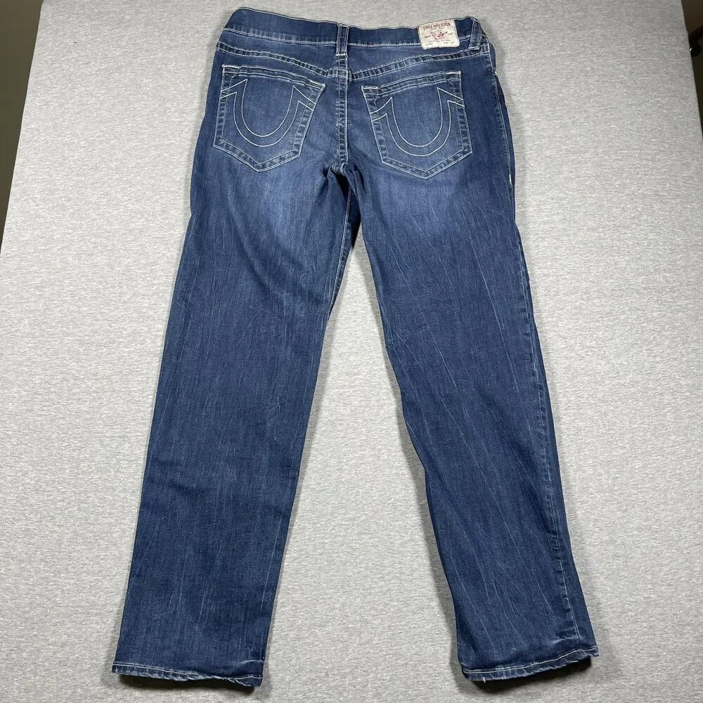 True Religion Jeans Mens 34 Blue Medium Wash Ricki Relaxed Straight Casual